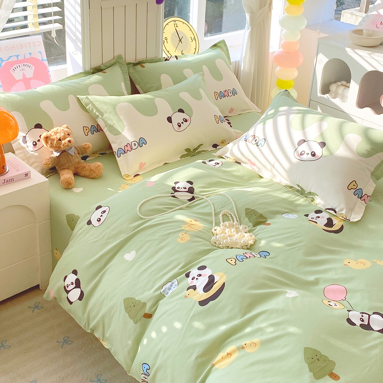 91家纺网 家纺一手货源 找家纺 金丝兔 2026新款ins新疆全棉印花小清新纯棉单被套（提供买家秀和质检报告） 熊猫鸭鸭