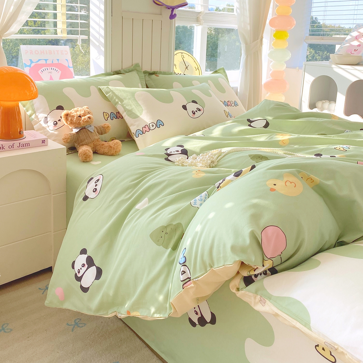 91家纺网 家纺一手货源 找家纺 金丝兔 2026新款ins新疆全棉印花小清新纯棉单被套（提供买家秀和质检报告） 熊猫鸭鸭