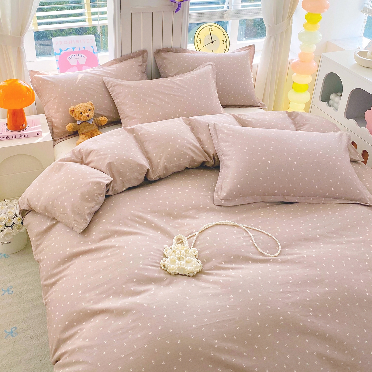 91家纺网 家纺一手货源 找家纺 金丝兔 2026新款ins新疆全棉印花小清新纯棉单被套（提供买家秀和质检报告） 樱桃-粉