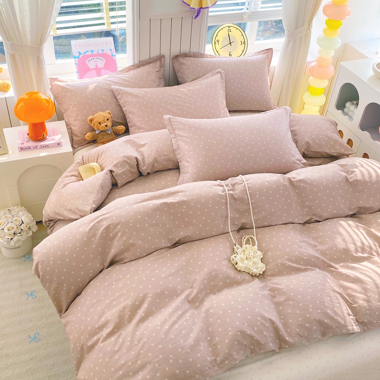 91家纺网 家纺一手货源 找家纺 金丝兔 2026新款ins新疆全棉印花小清新纯棉单被套（提供买家秀和质检报告） 樱桃-粉