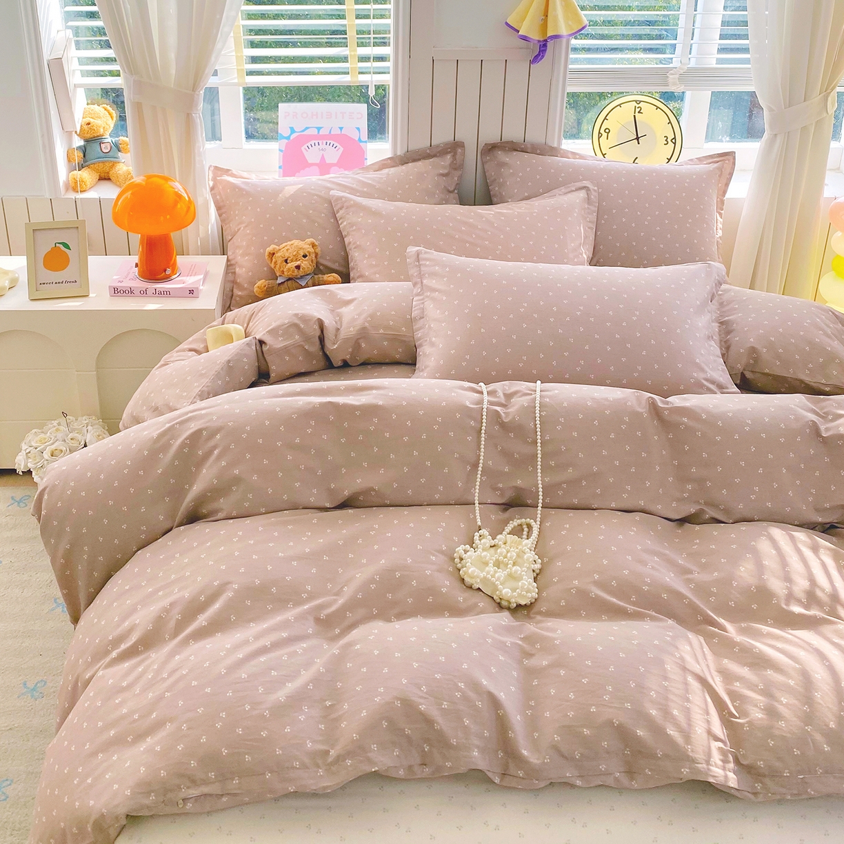 91家纺网 家纺一手货源 找家纺 金丝兔 2026新款ins新疆全棉印花小清新纯棉单被套（提供买家秀和质检报告） 樱桃-粉