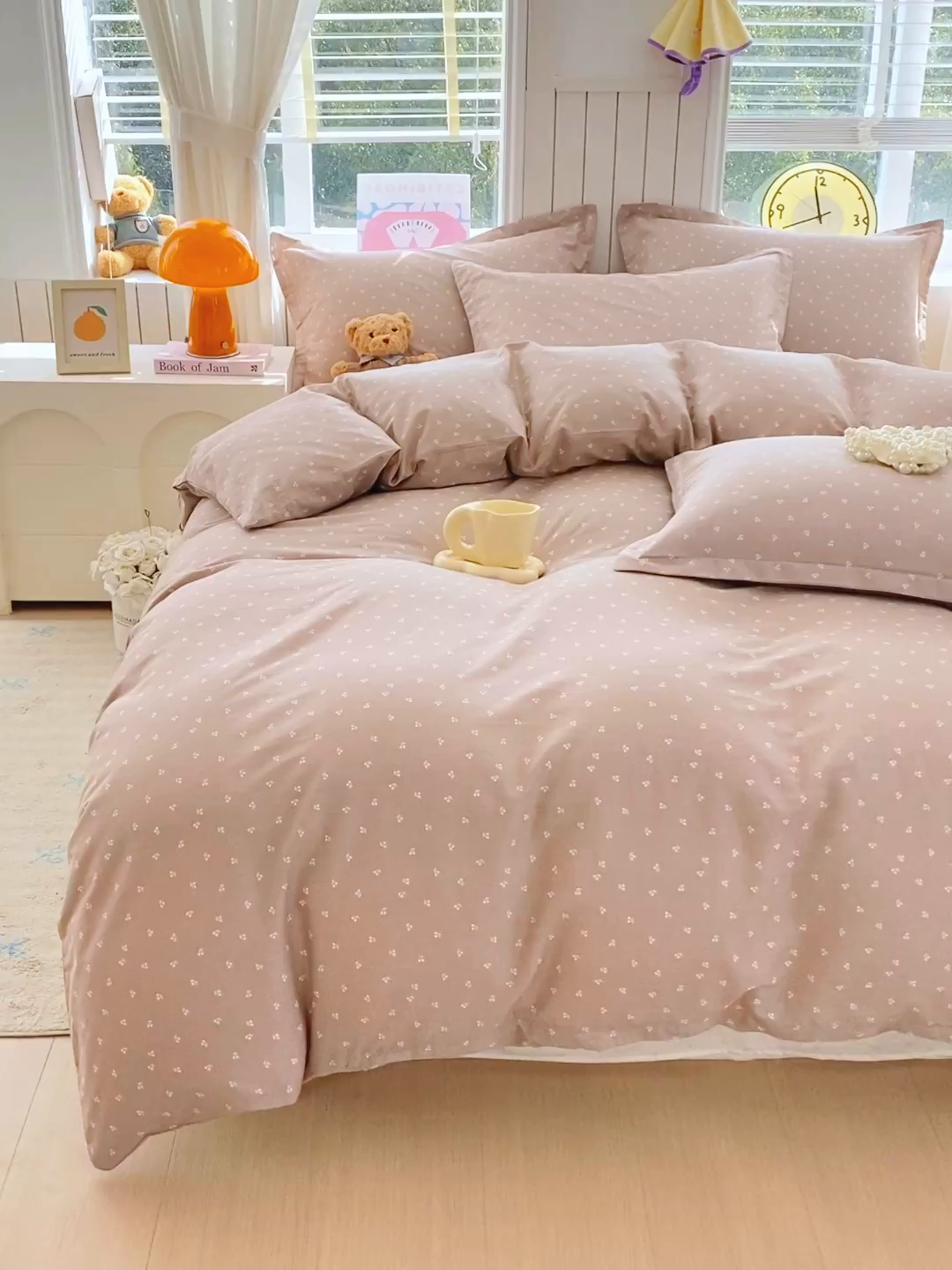 91家纺网 家纺一手货源 找家纺 金丝兔 2026新款ins新疆全棉印花小清新纯棉单被套（提供买家秀和质检报告） 樱桃-粉