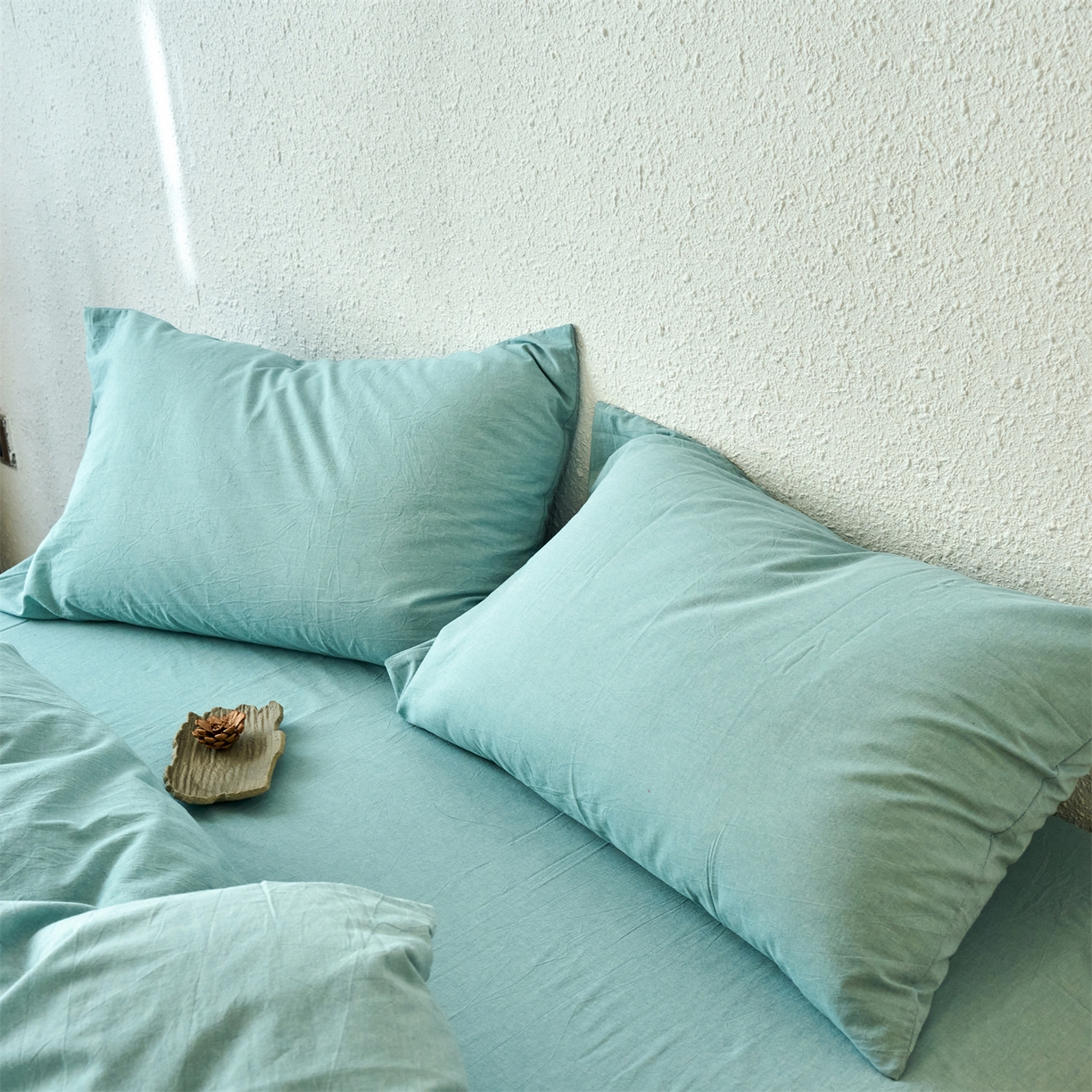 91家纺网 家纺一手货源 找家纺 兰紫橙家纺 2026新款A类色织纯色全棉水洗棉四件套 全棉水洗棉-天蓝