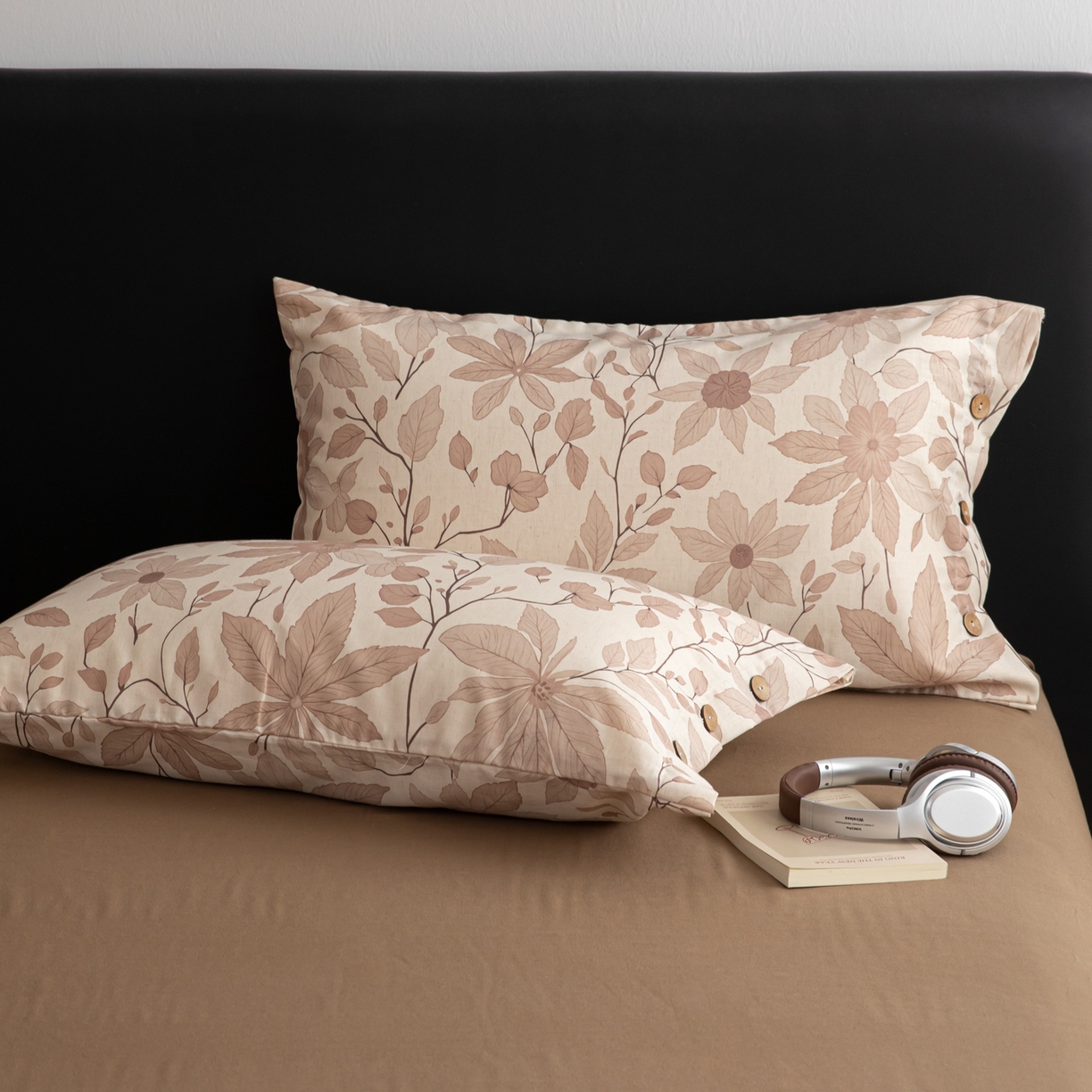 91家纺网 家纺一手货源 找家纺 简宜家居（朝初家纺） 2026新款亲肤舒适印花棉麻四件套 秋杏叶咖