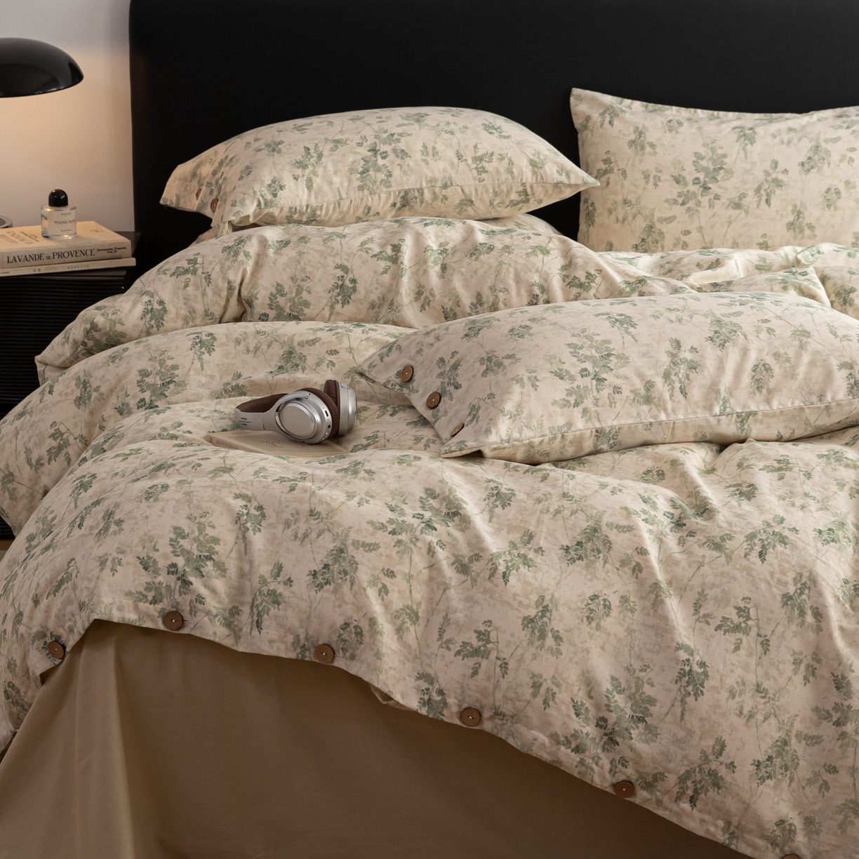 91家纺网 家纺一手货源 找家纺 简宜家居（朝初家纺） 2026新款亲肤舒适印花棉麻四件套 青藤蔓叶