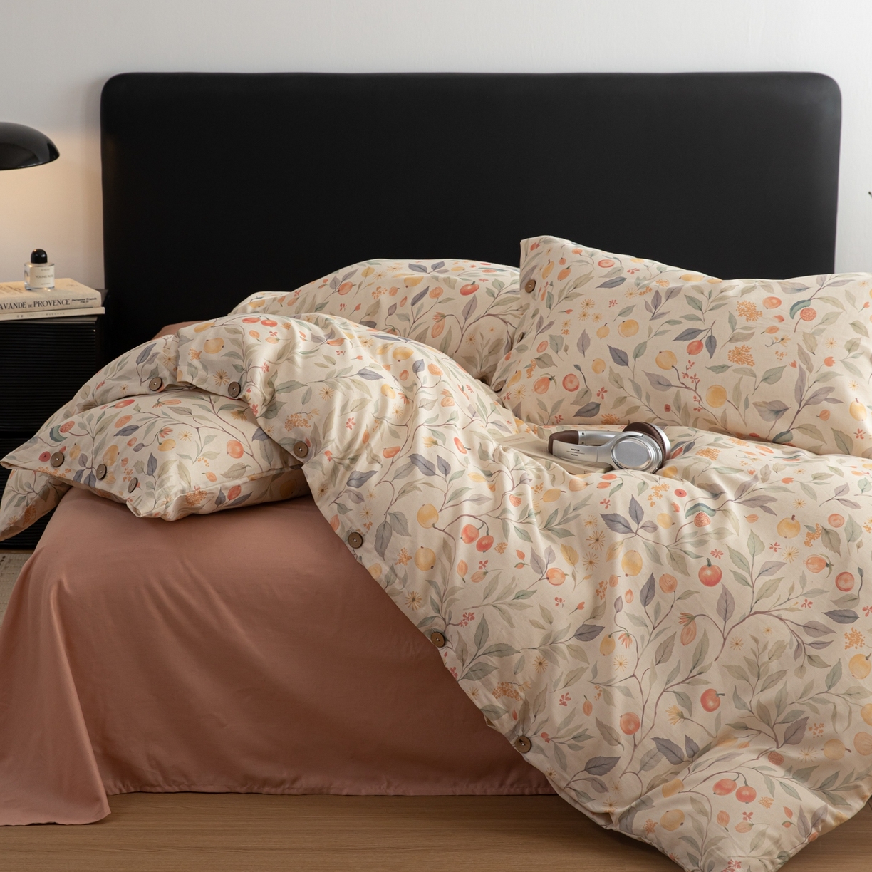 91家纺网 家纺一手货源 找家纺 简宜家居（朝初家纺） 2026新款亲肤舒适印花棉麻四件套 果韵满枝