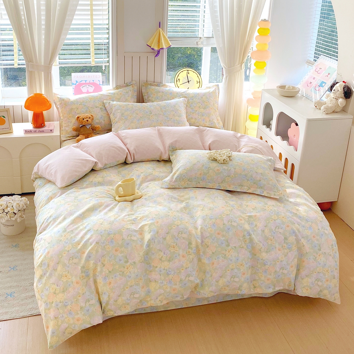 91家纺网 家纺一手货源 找家纺 金丝兔 2026新款ins新疆全棉印花小清新纯棉单被套（提供买家秀和质检报告） 栀子花语