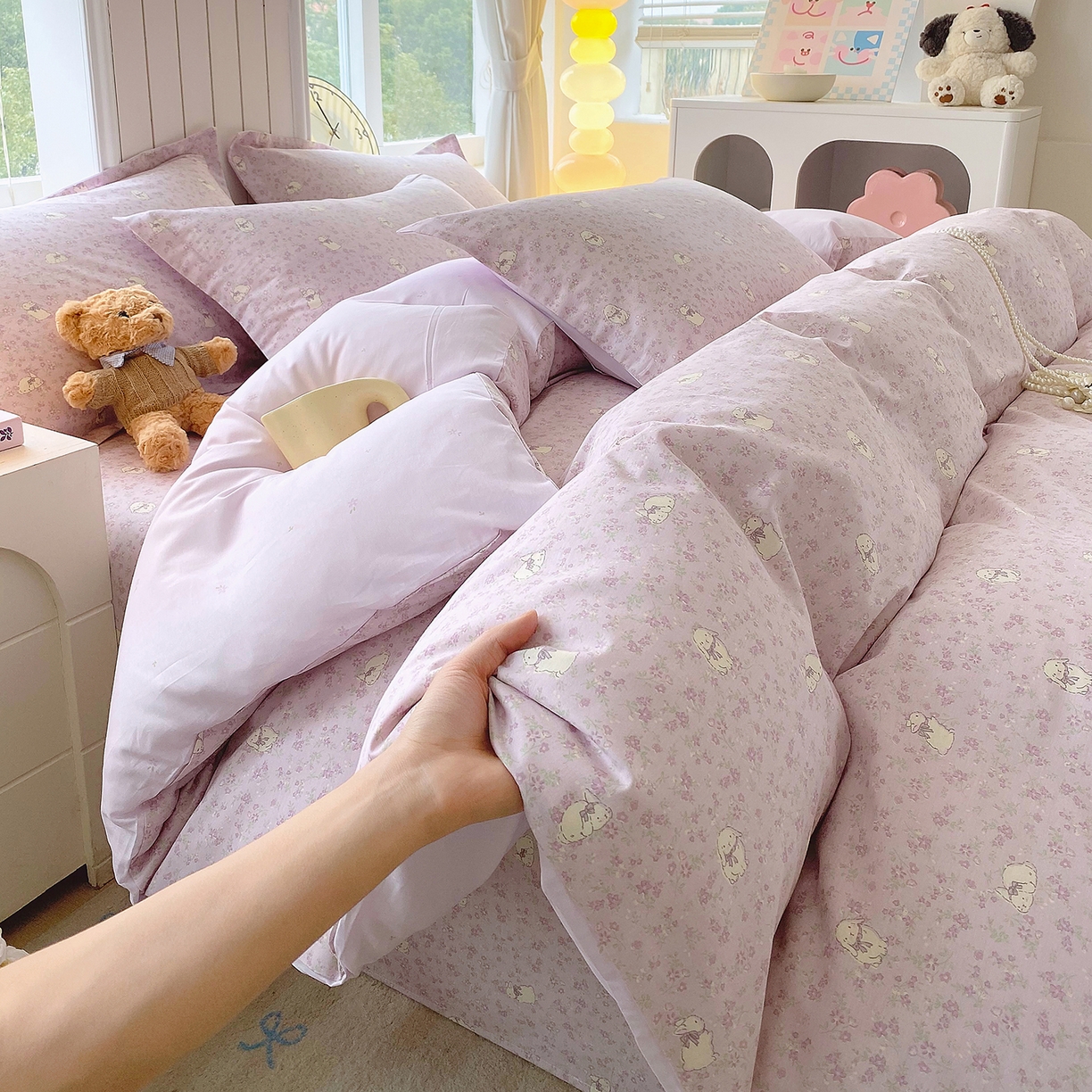 金丝兔 2026新款ins新疆全棉印花小清新纯棉单被套（提供买家秀和质检报告） 紫苏