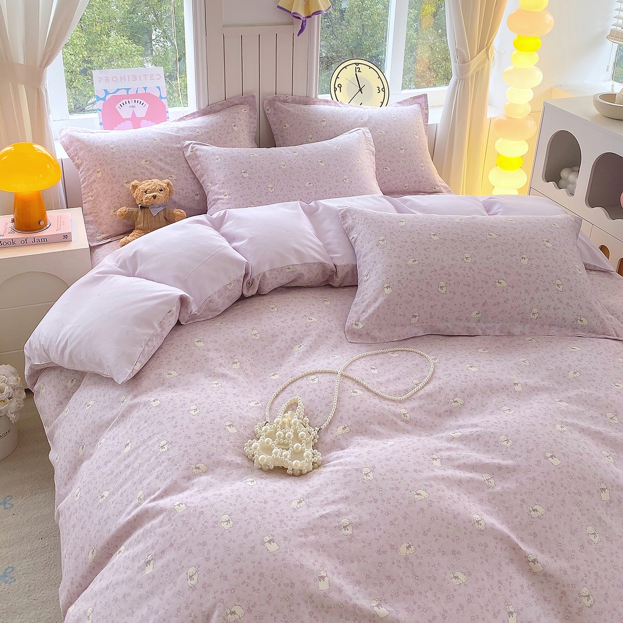 91家纺网 家纺一手货源 找家纺 金丝兔 2026新款ins新疆全棉印花小清新纯棉单被套（提供买家秀和质检报告） 紫苏