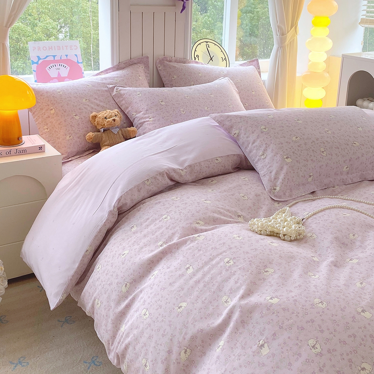 91家纺网 家纺一手货源 找家纺 金丝兔 2026新款ins新疆全棉印花小清新纯棉单被套（提供买家秀和质检报告） 紫苏