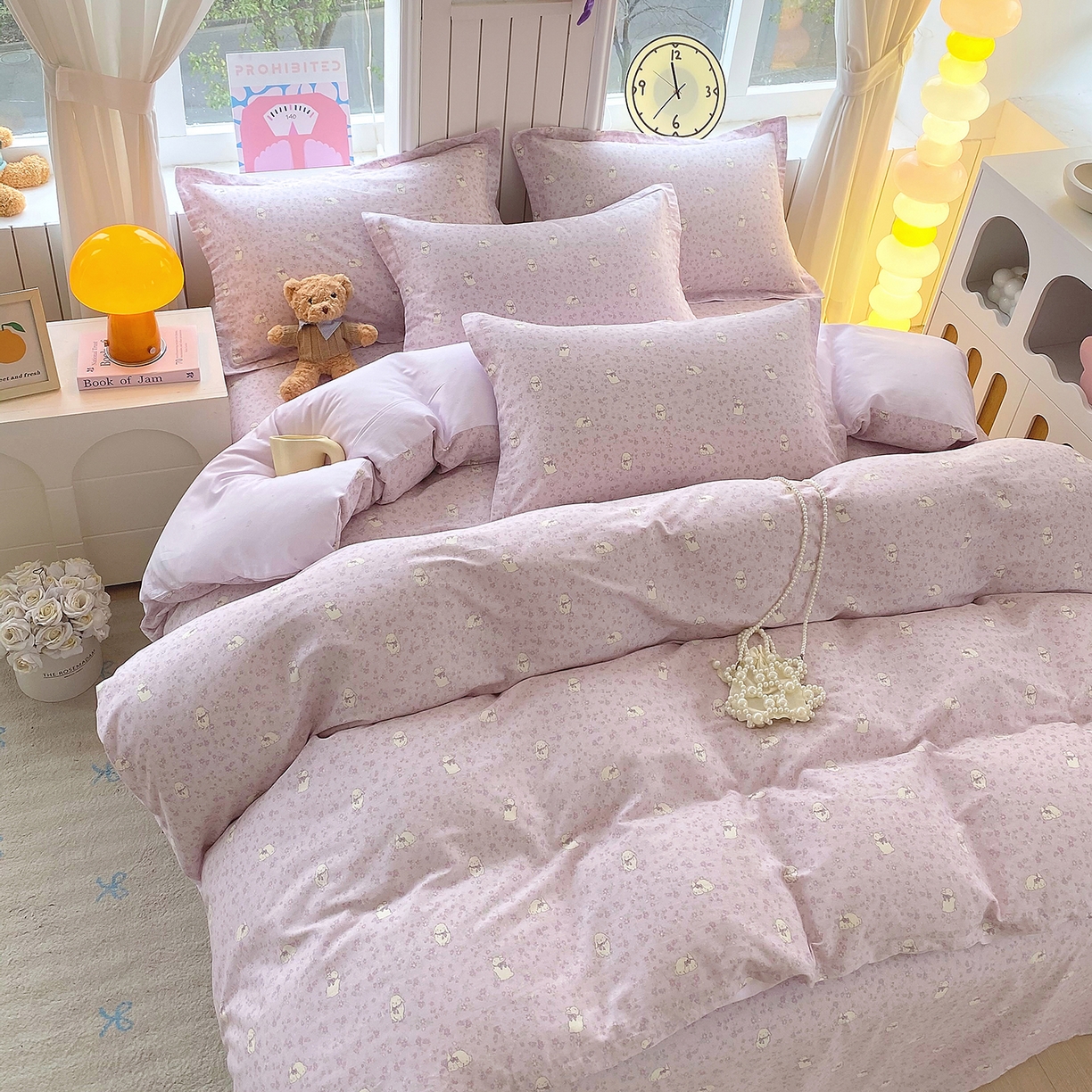 91家纺网 家纺一手货源 找家纺 金丝兔 2026新款ins新疆全棉印花小清新纯棉单被套（提供买家秀和质检报告） 紫苏