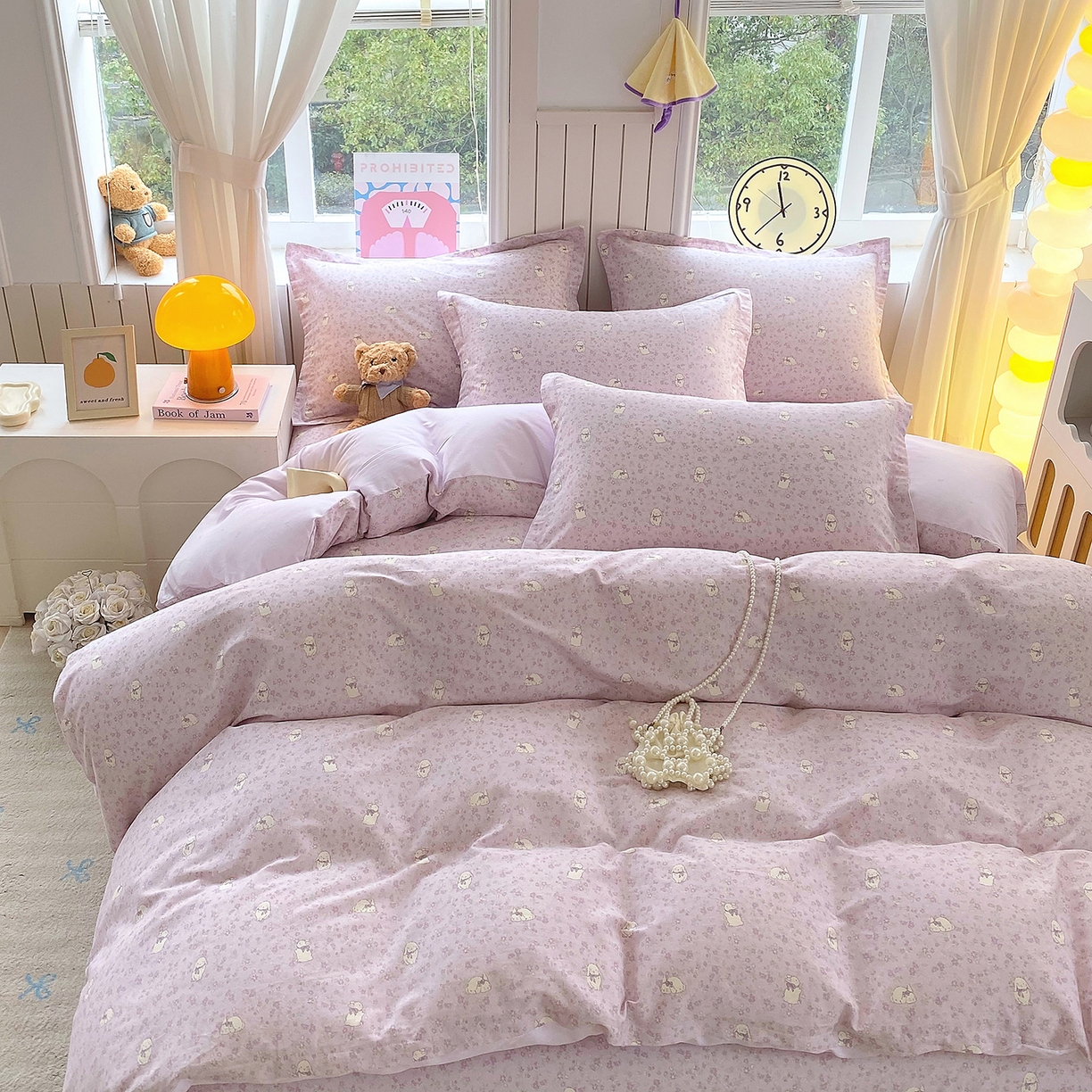 91家纺网 家纺一手货源 找家纺 金丝兔 2026新款ins新疆全棉印花小清新纯棉单被套（提供买家秀和质检报告） 紫苏