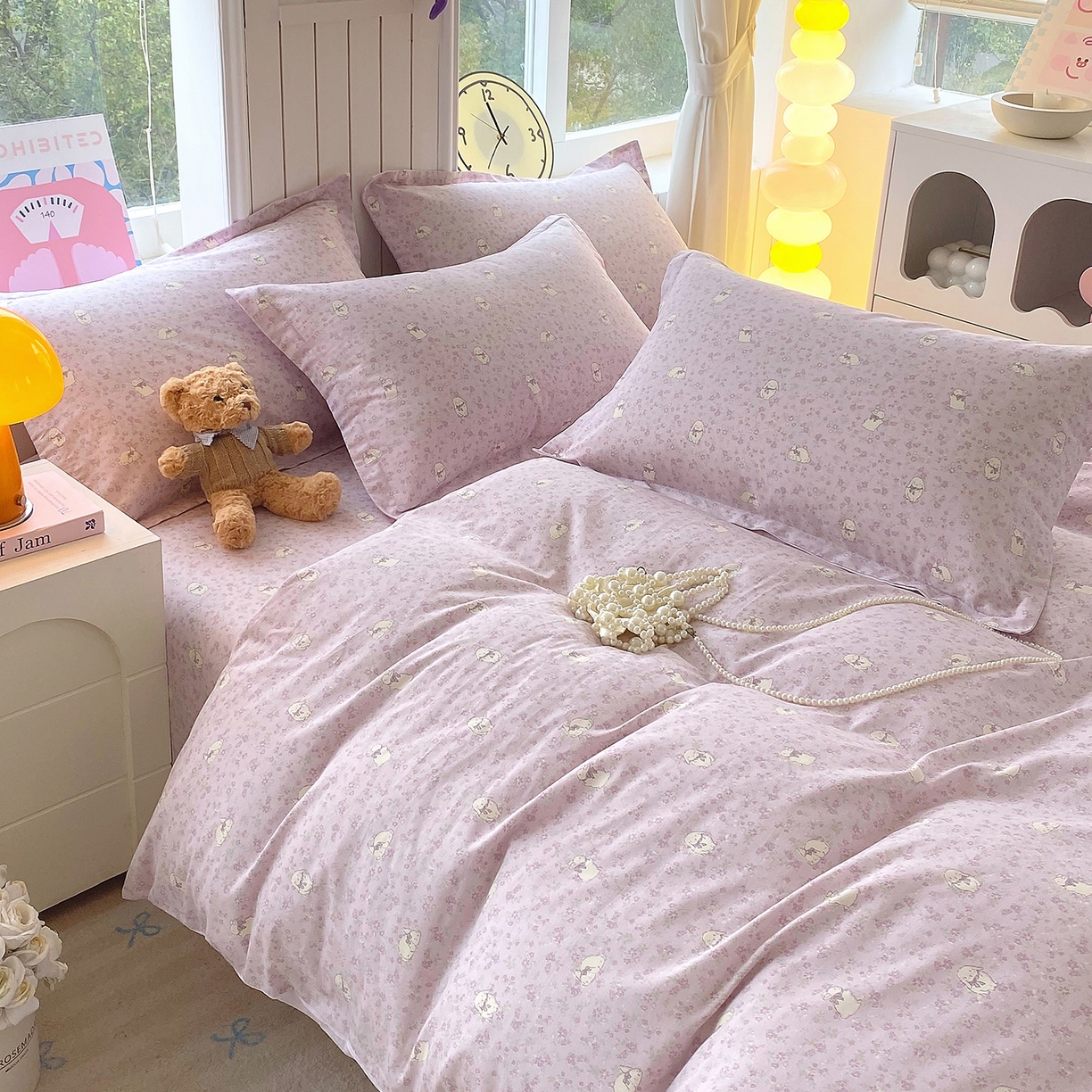 91家纺网 家纺一手货源 找家纺 金丝兔 2026新款ins新疆全棉印花小清新纯棉单被套（提供买家秀和质检报告） 紫苏