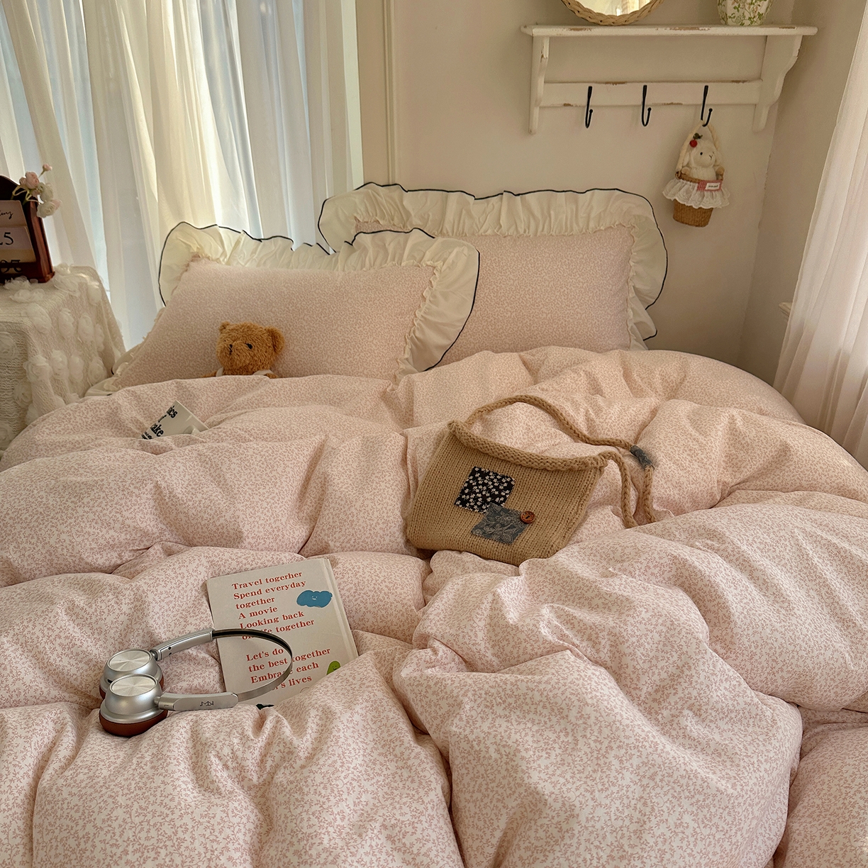 91家纺网 家纺一手货源 找家纺 初夏家纺 2026 法式花边公主风四件套小清新格子简约双人床床上用品三件套床单【提供买家秀】 花边恋曲-玉