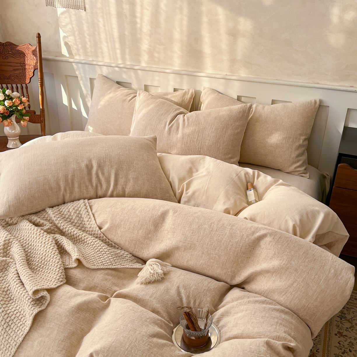 91家纺网 家纺一手货源 找家纺 （总）金丝鸟家纺 2026春夏新款全棉纯棉棉麻提花四件套