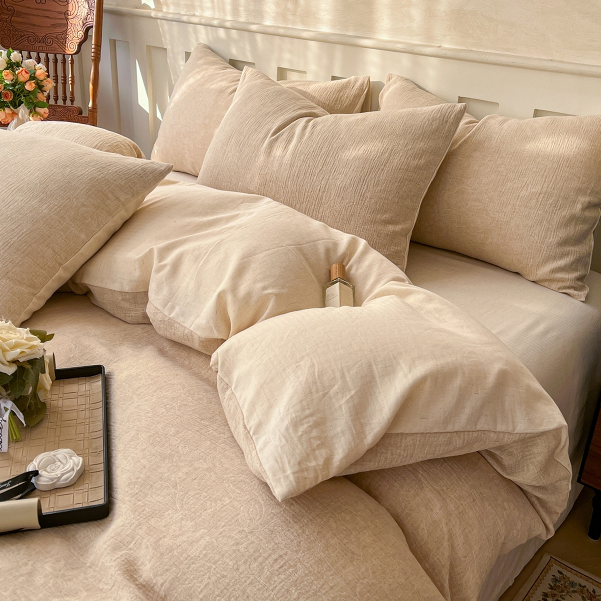 91家纺网 家纺一手货源 找家纺 （总）金丝鸟家纺 2026春夏新款全棉纯棉棉麻提花四件套