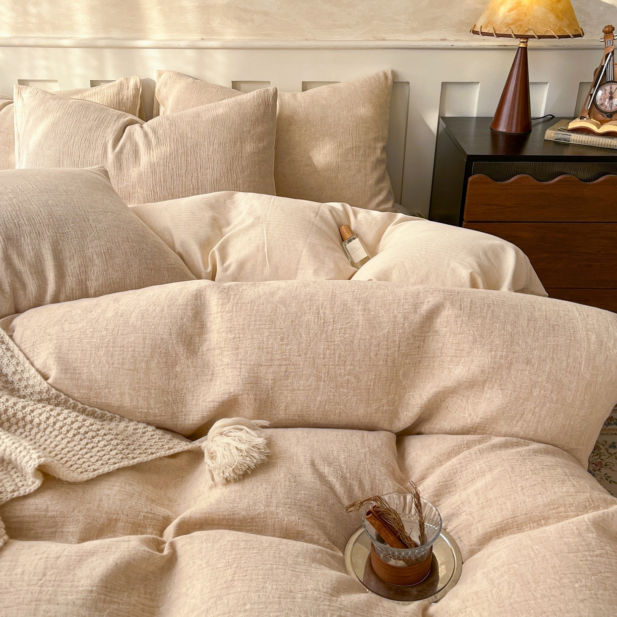 91家纺网 家纺一手货源 找家纺 （总）金丝鸟家纺 2026春夏新款全棉纯棉棉麻提花四件套