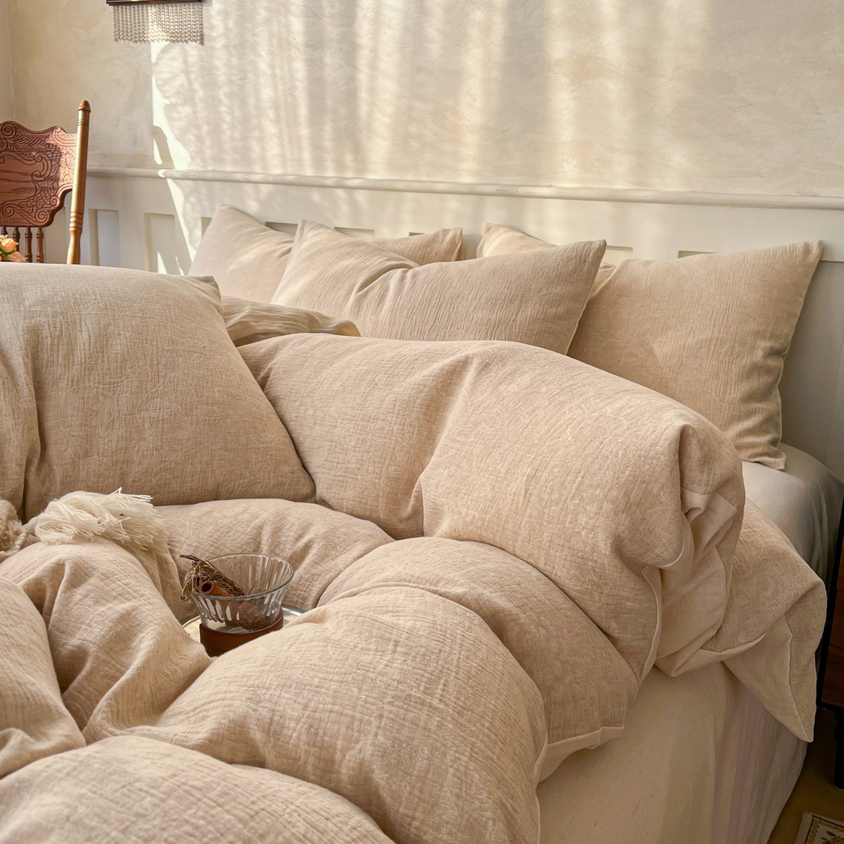 91家纺网 家纺一手货源 找家纺 （总）金丝鸟家纺 2026春夏新款全棉纯棉棉麻提花四件套