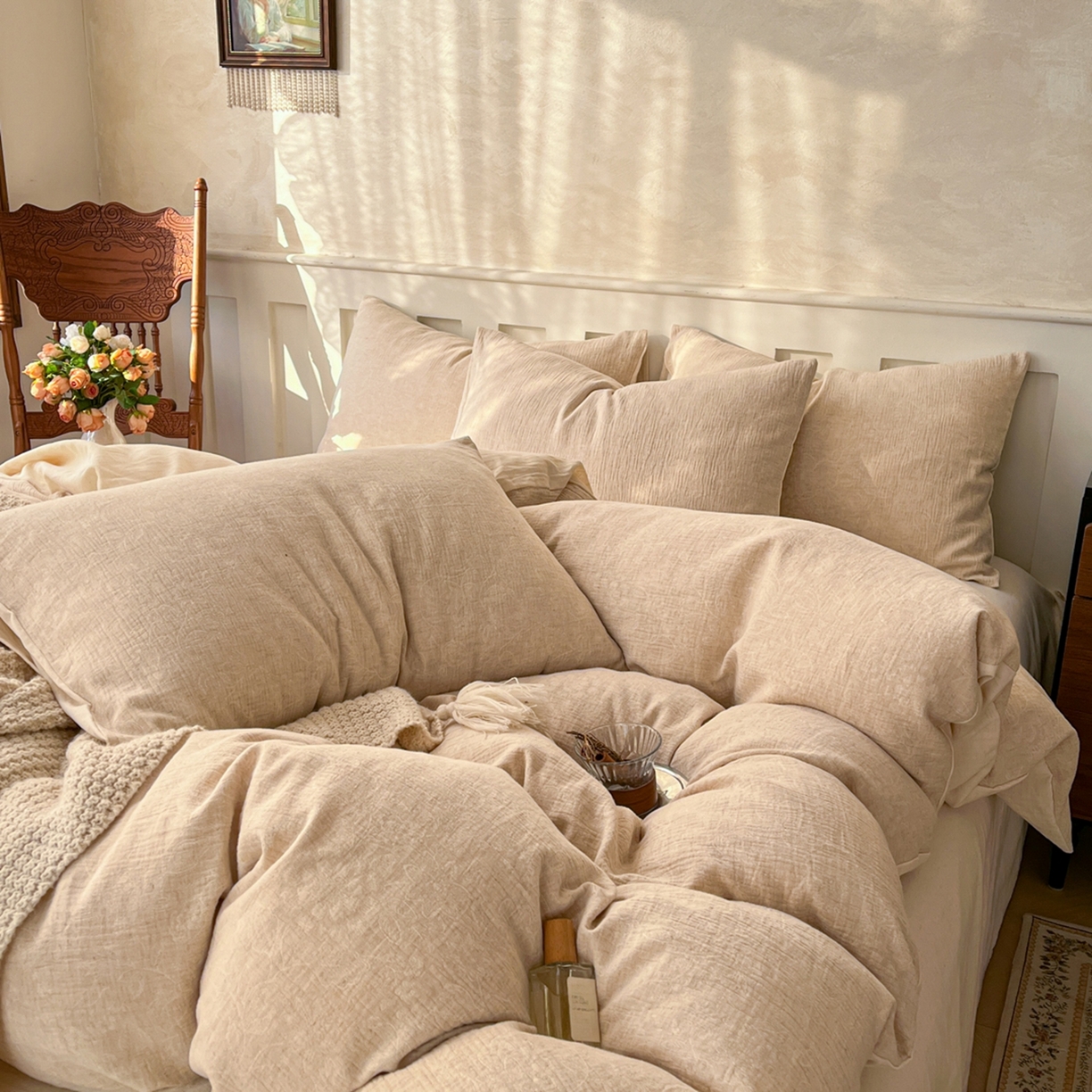 91家纺网 家纺一手货源 找家纺 （总）金丝鸟家纺 2026春夏新款全棉纯棉棉麻提花四件套