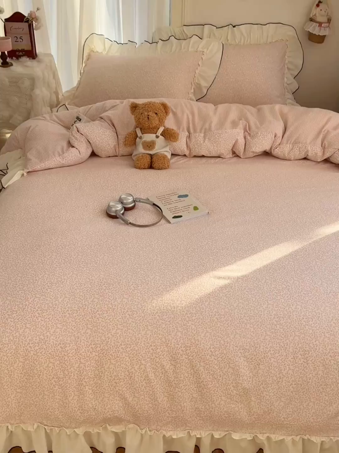 91家纺网 家纺一手货源 找家纺 初夏家纺 2026 法式花边公主风四件套小清新格子简约双人床床上用品三件套床单【提供买家秀】 花边恋曲-玉