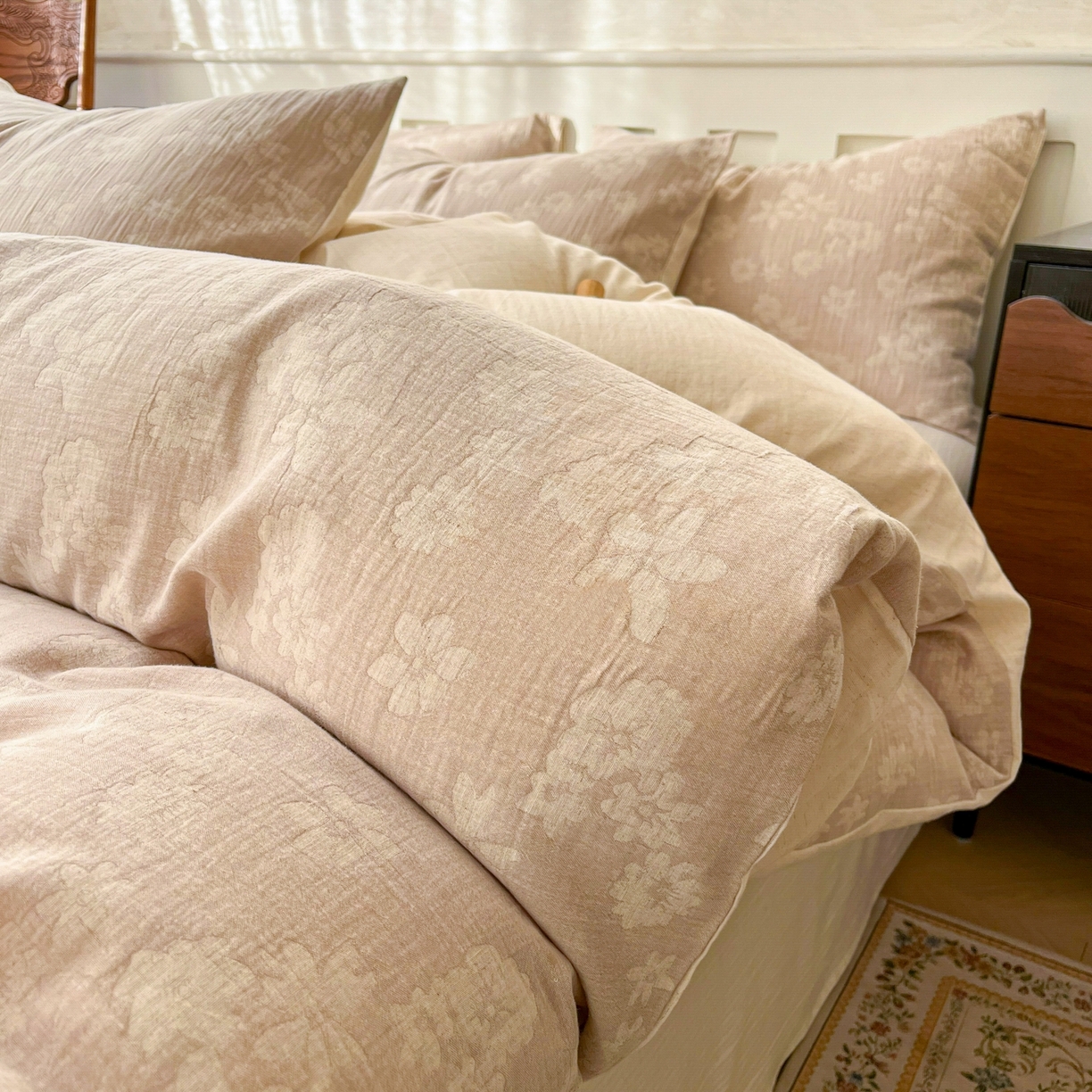 91家纺网 家纺一手货源 找家纺 （总）金丝鸟家纺 2026春夏新款全棉纯棉棉麻提花四件套