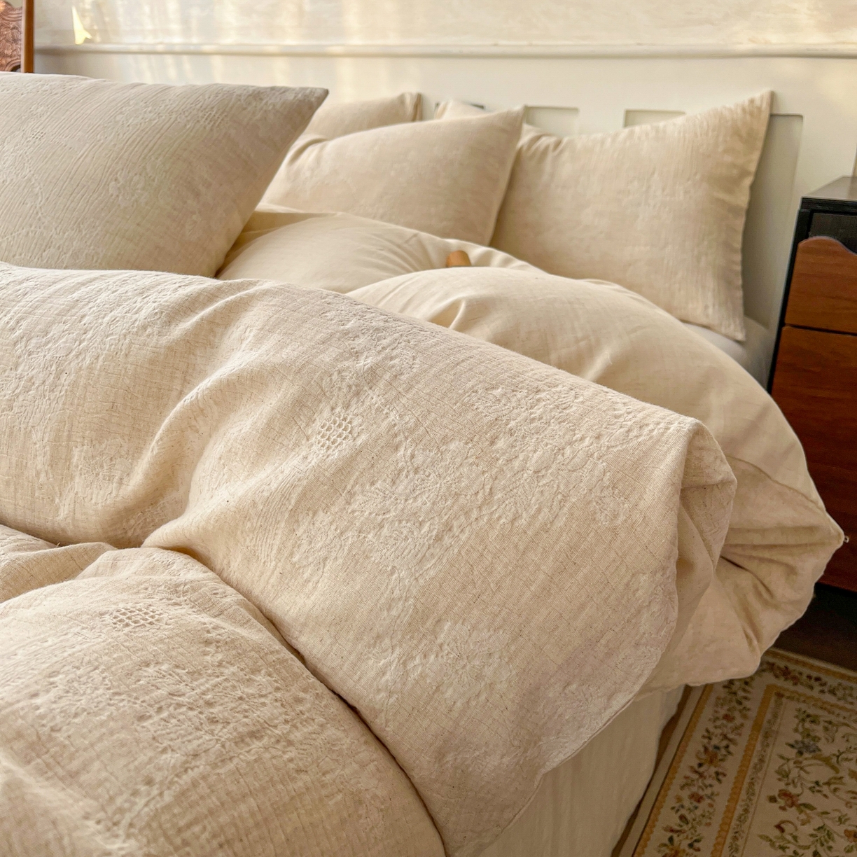 91家纺网 家纺一手货源 找家纺 （总）金丝鸟家纺 2026春夏新款全棉纯棉棉麻提花四件套