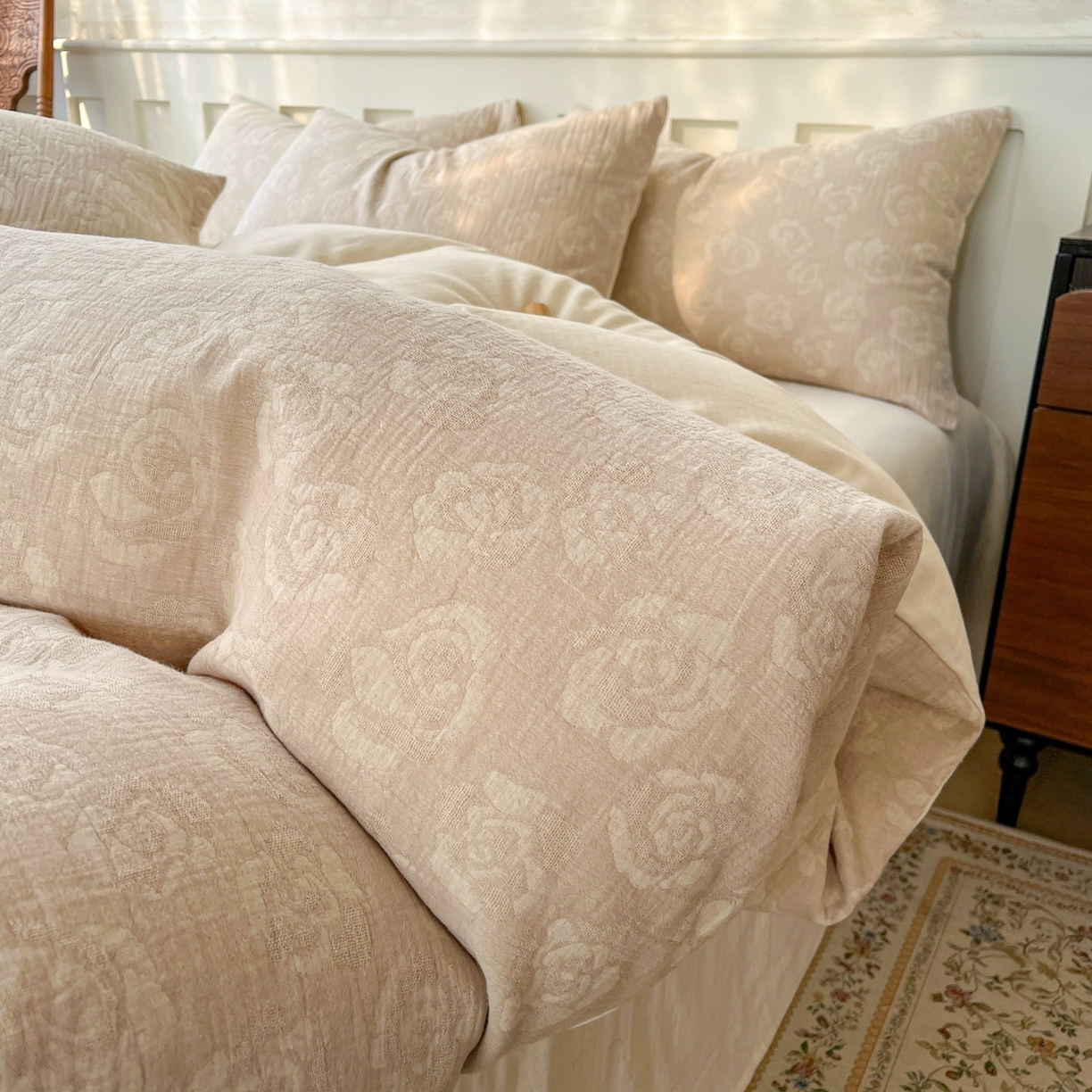 91家纺网 家纺一手货源 找家纺 （总）金丝鸟家纺 2026春夏新款全棉纯棉棉麻提花四件套