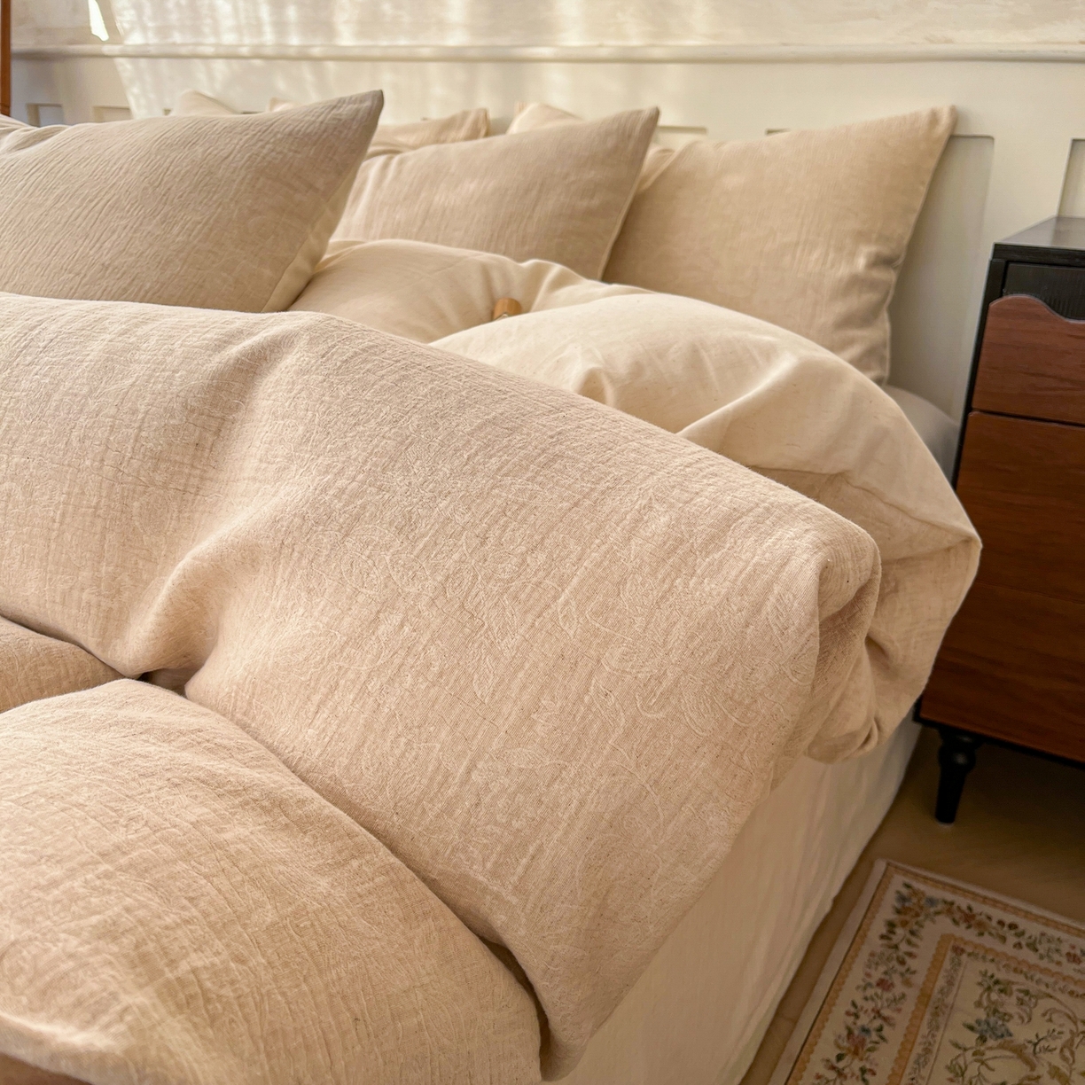 金丝鸟家纺 2026春夏新款全棉纯棉棉麻提花四件套 繁花