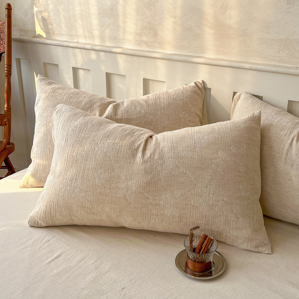 91家纺网 家纺一手货源 找家纺 金丝鸟家纺 2026春夏新款全棉纯棉棉麻提花四件套 花期如梦