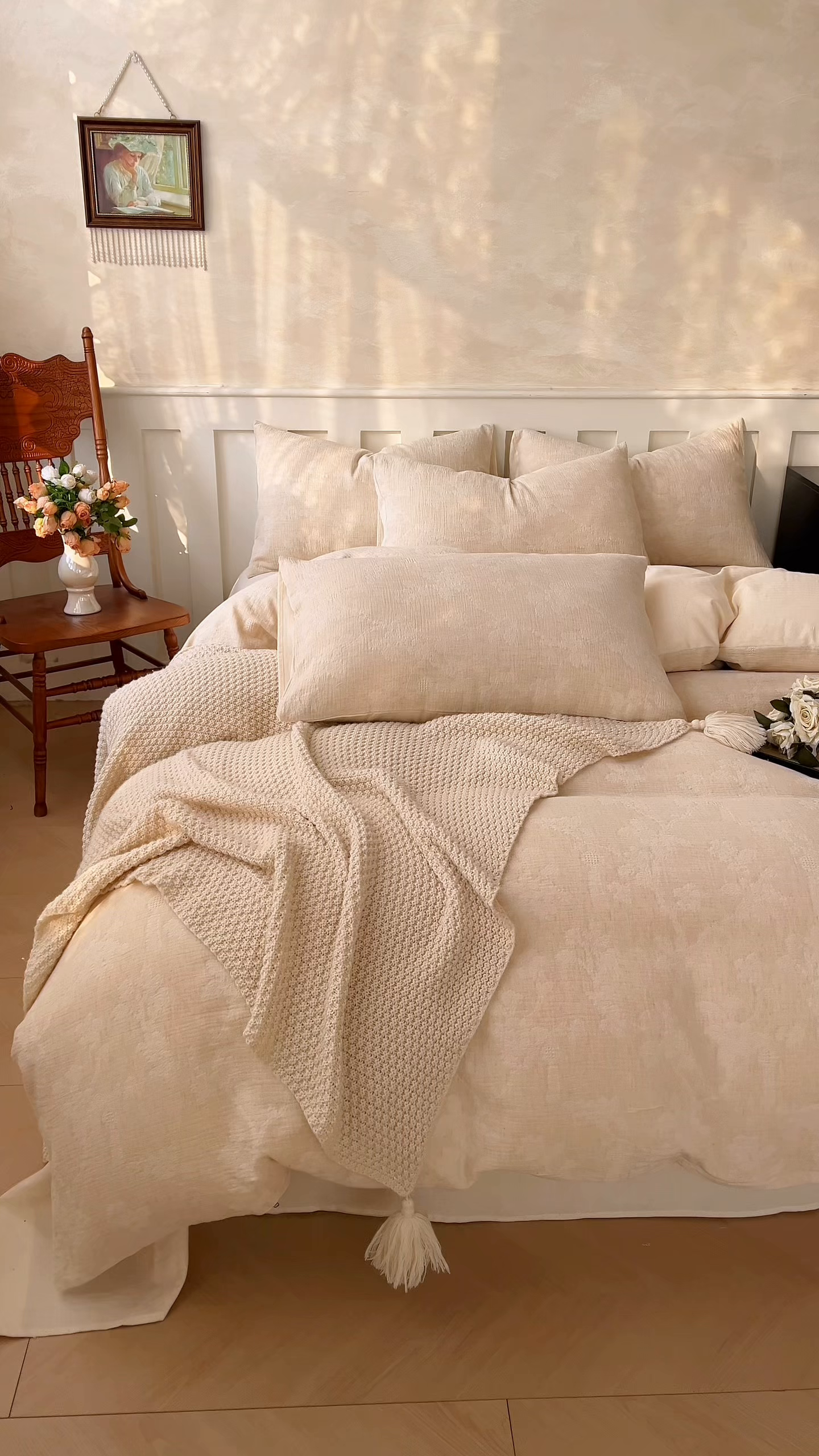 91家纺网 家纺一手货源 找家纺 金丝鸟家纺 2026春夏新款全棉纯棉棉麻提花四件套 花期如梦