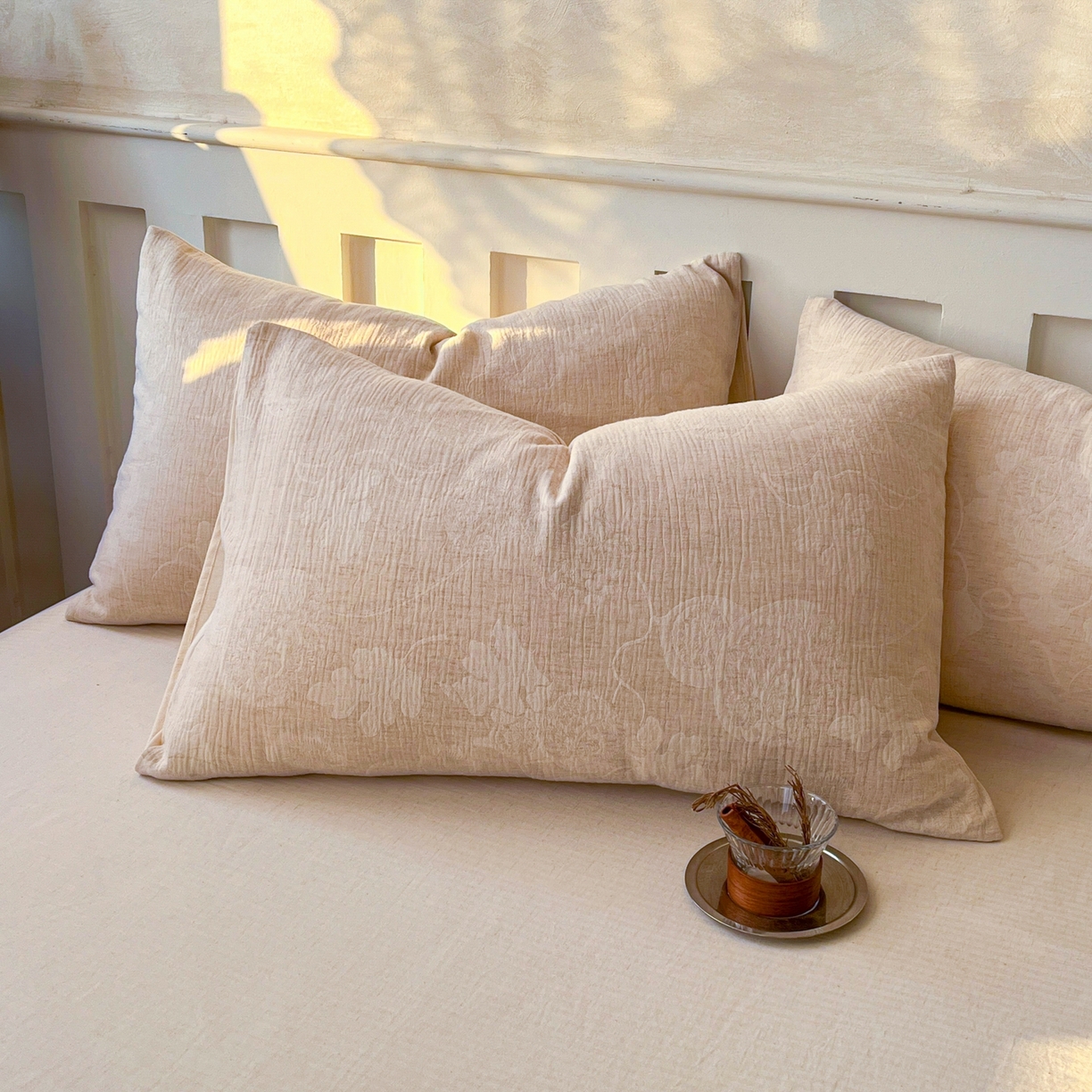 91家纺网 家纺一手货源 找家纺 金丝鸟家纺 2026春夏新款全棉纯棉棉麻提花四件套 听风絮