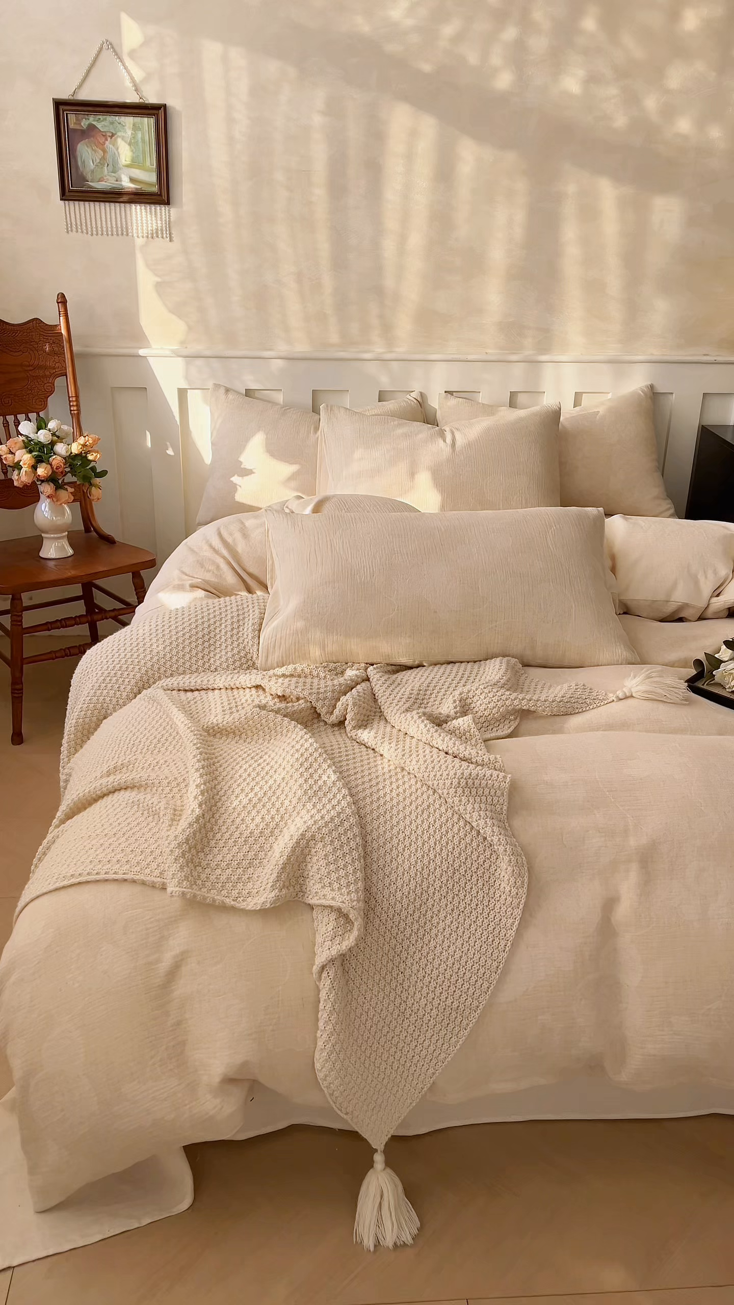 91家纺网 家纺一手货源 找家纺 金丝鸟家纺 2026春夏新款全棉纯棉棉麻提花四件套 听风絮