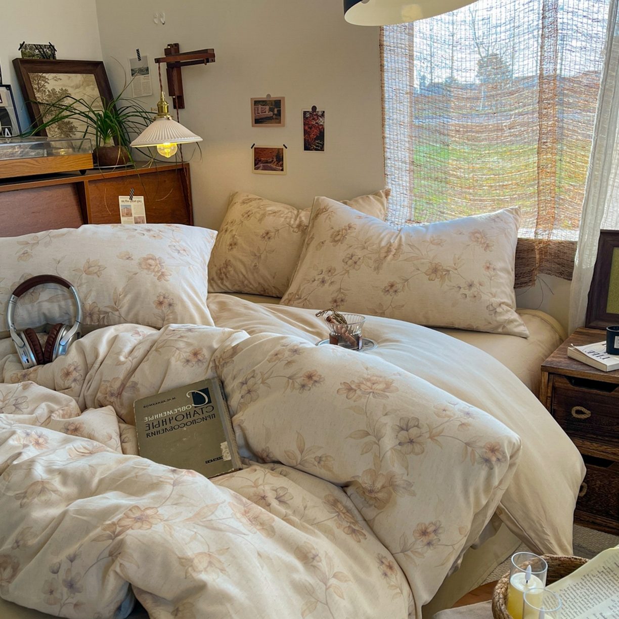 91家纺网 家纺一手货源 找家纺 金丝鸟家纺 2026春夏新款全棉纯棉棉麻印花四件套 匆匆那年