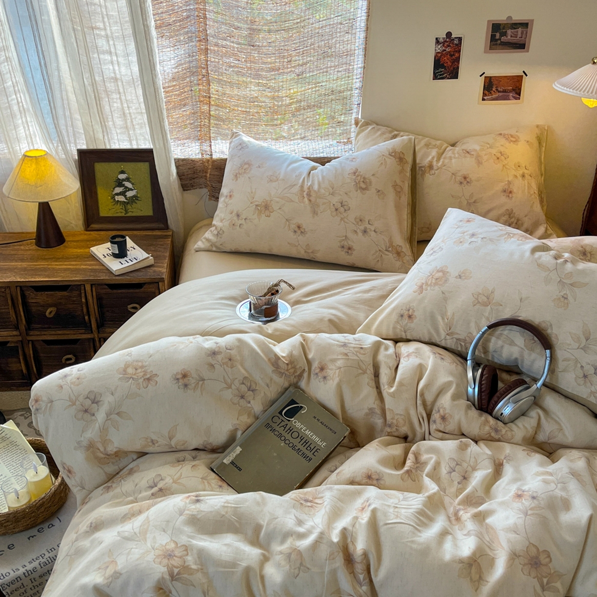 91家纺网 家纺一手货源 找家纺 金丝鸟家纺 2026春夏新款全棉纯棉棉麻印花四件套 匆匆那年