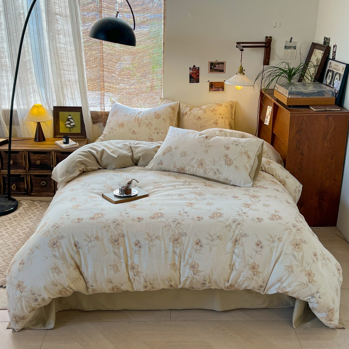 91家纺网 家纺一手货源 找家纺 金丝鸟家纺 2026春夏新款全棉纯棉棉麻印花四件套 匆匆那年