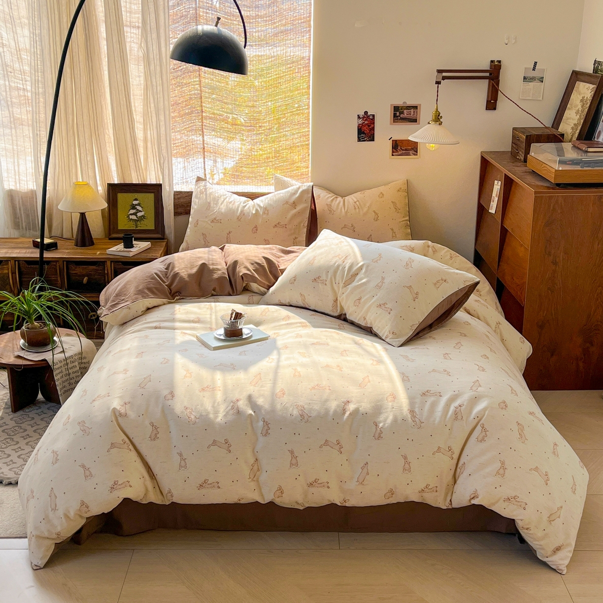 91家纺网 家纺一手货源 找家纺 金丝鸟家纺 2026春夏新款全棉纯棉棉麻印花四件套 芒兔