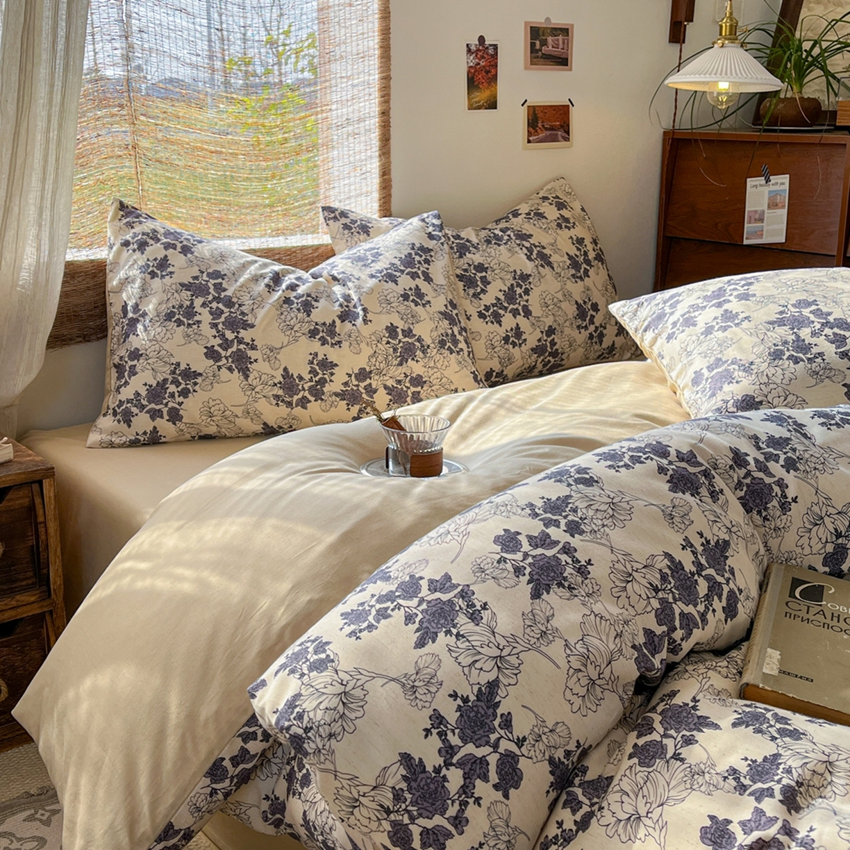 91家纺网 家纺一手货源 找家纺 金丝鸟家纺 2026春夏新款全棉纯棉棉麻印花四件套 幽静