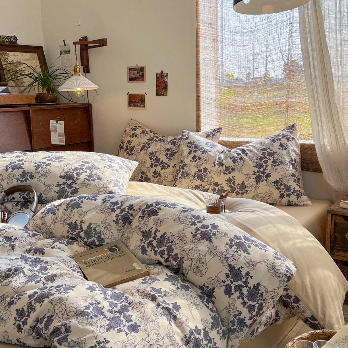 91家纺网 家纺一手货源 找家纺 金丝鸟家纺 2026春夏新款全棉纯棉棉麻印花四件套 幽静