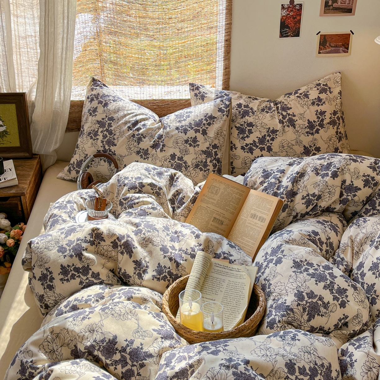 91家纺网 家纺一手货源 找家纺 金丝鸟家纺 2026春夏新款全棉纯棉棉麻印花四件套 幽静