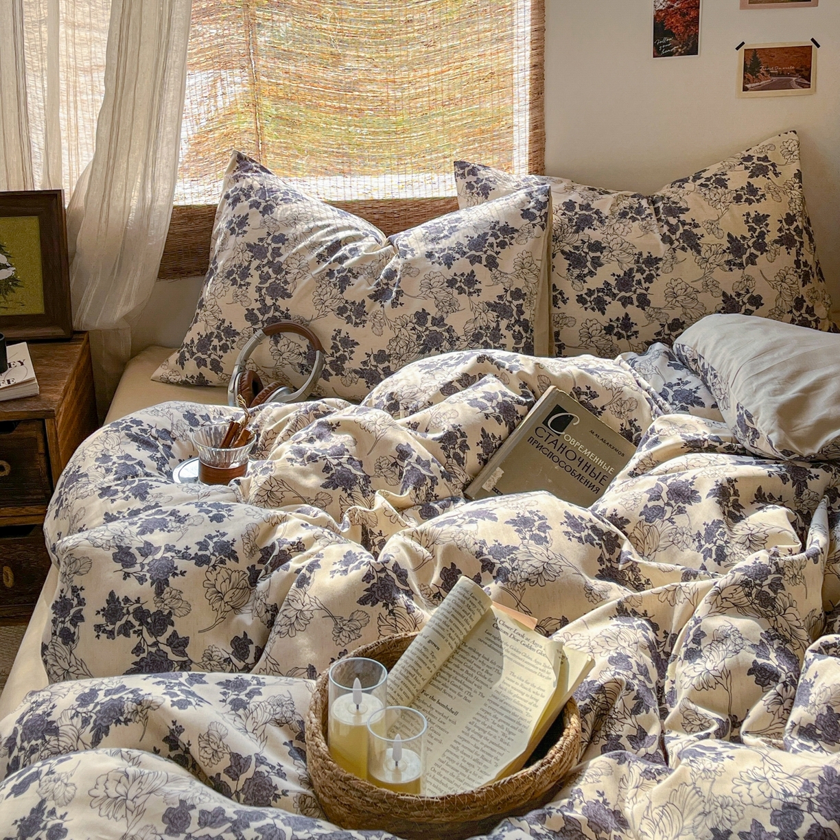 91家纺网 家纺一手货源 找家纺 金丝鸟家纺 2026春夏新款全棉纯棉棉麻印花四件套 幽静