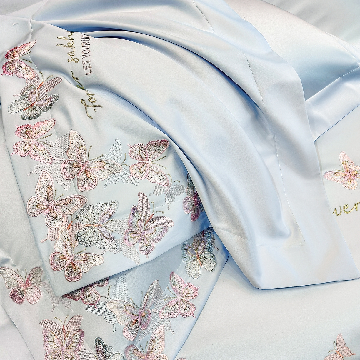 91家纺网 家纺一手货源 找家纺 星蕴家纺 2026新款双股贡缎长绒棉四件套-挚爱 挚爱-魅力蓝