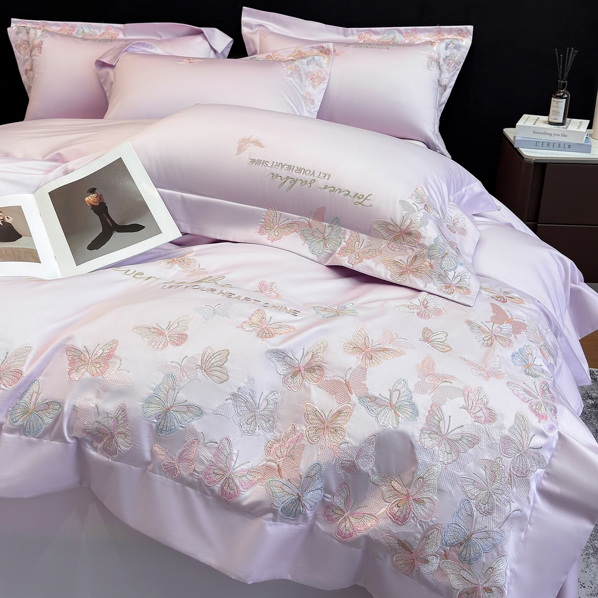 91家纺网 家纺一手货源 找家纺 星蕴家纺 2026新款双股贡缎长绒棉四件套-挚爱 挚爱-梦幻紫