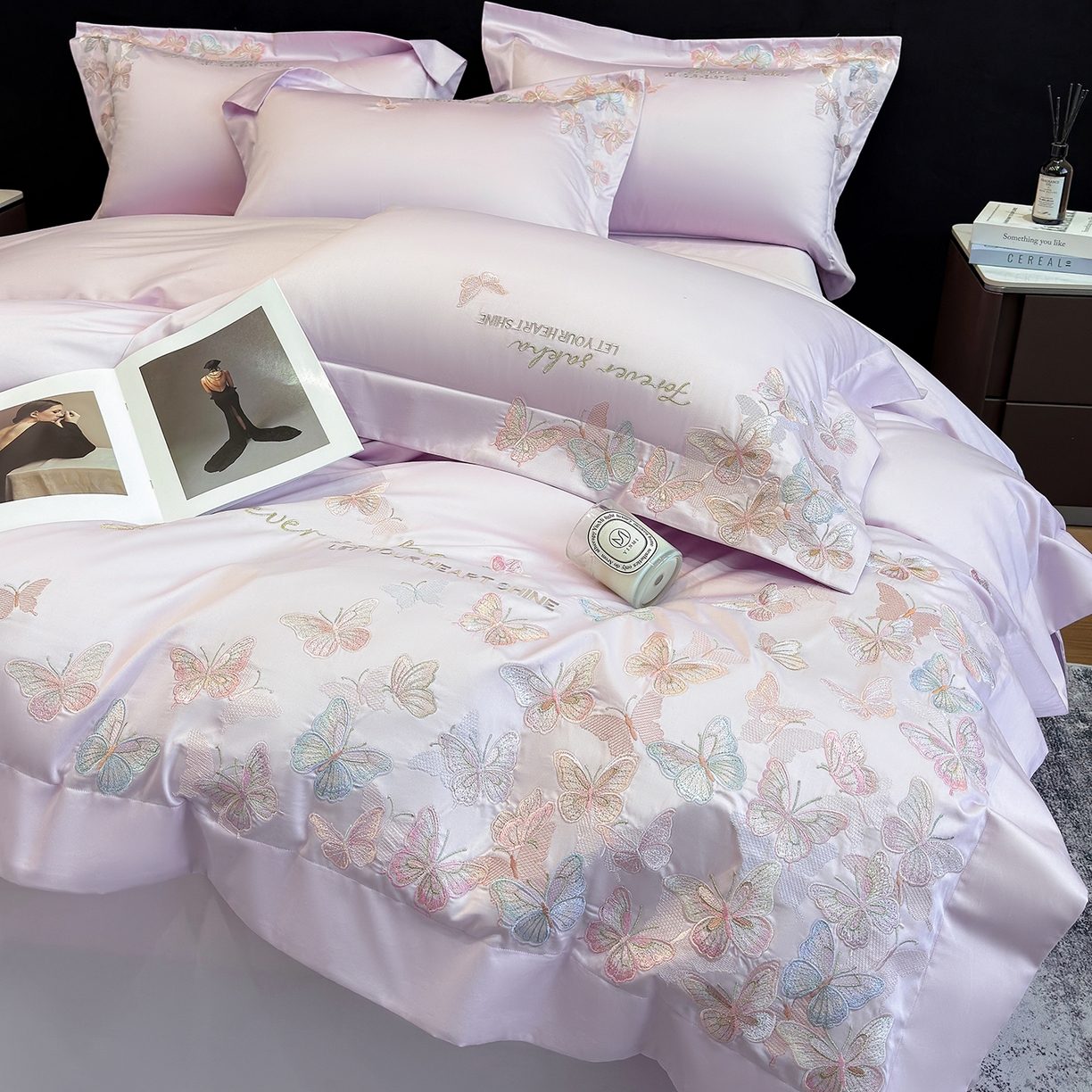 91家纺网 家纺一手货源 找家纺 星蕴家纺 2026新款双股贡缎长绒棉四件套-挚爱 挚爱-梦幻紫