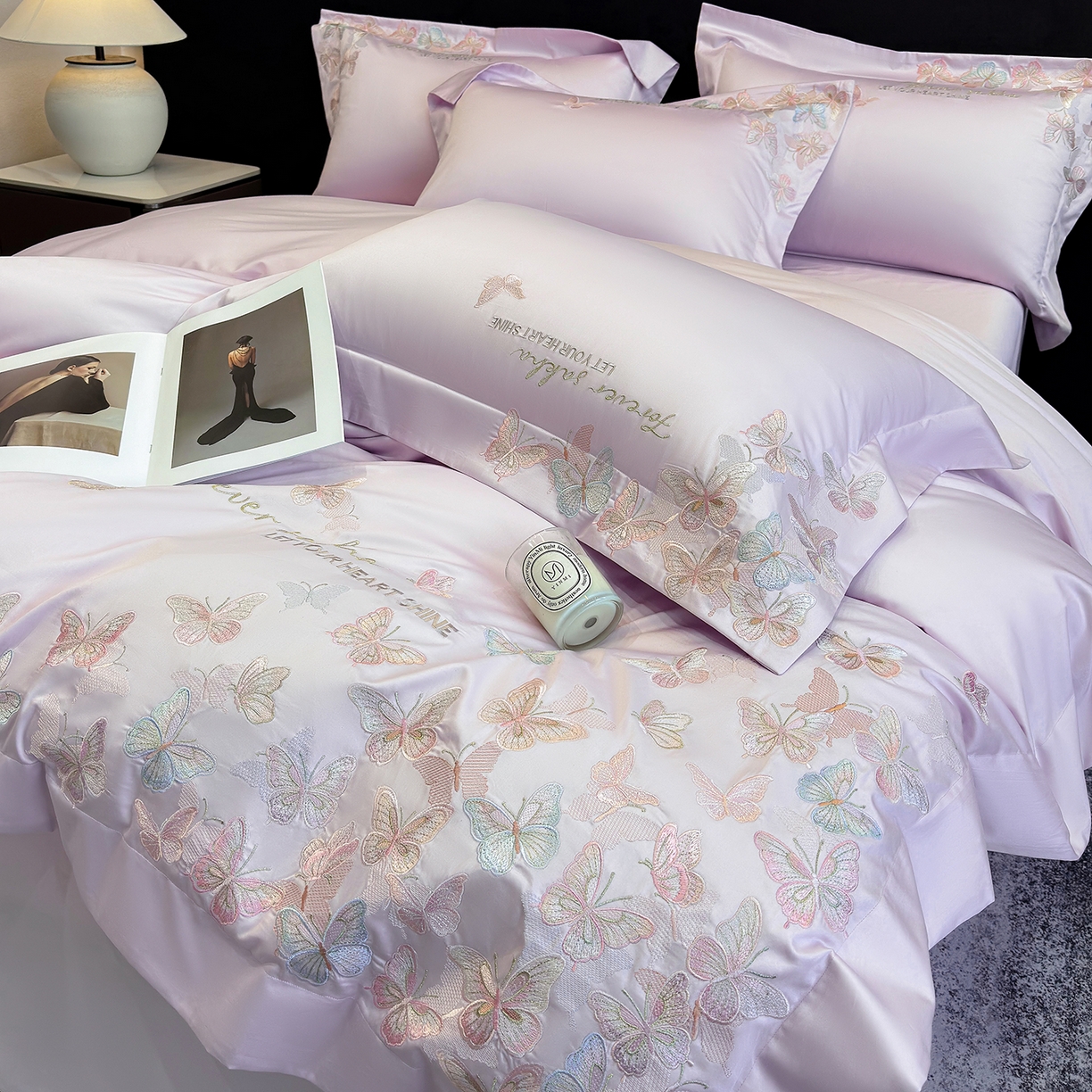 91家纺网 家纺一手货源 找家纺 星蕴家纺 2026新款双股贡缎长绒棉四件套-挚爱 挚爱-梦幻紫