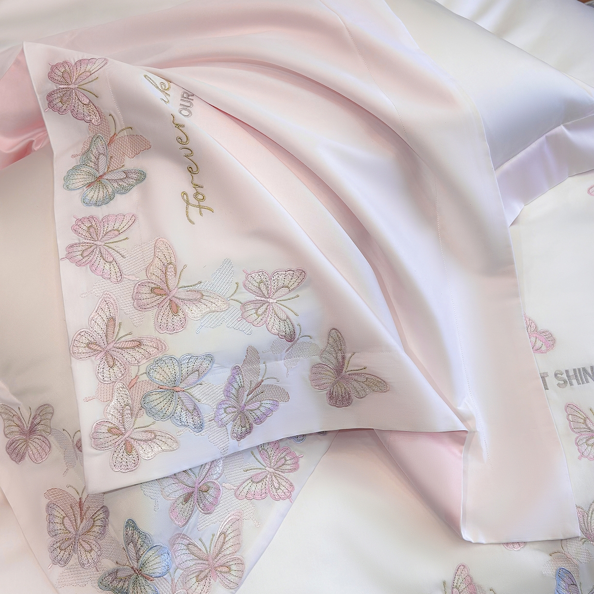 91家纺网 家纺一手货源 找家纺 星蕴家纺 2026新款双股贡缎长绒棉四件套-挚爱 挚爱-珍珠白