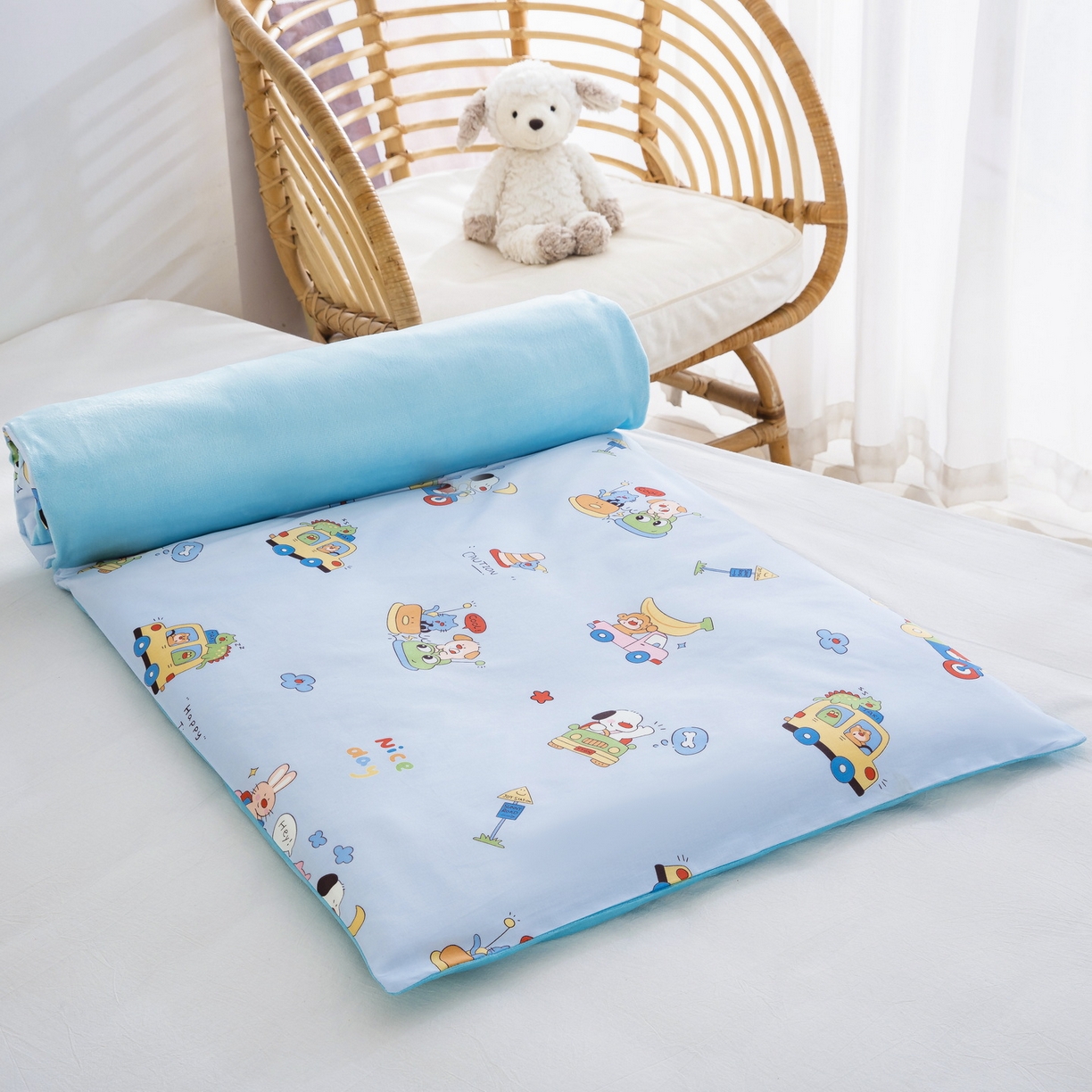 乐秀 2026新款幼儿园双面四季款儿童床垫套+床垫芯 欢乐碰碰车