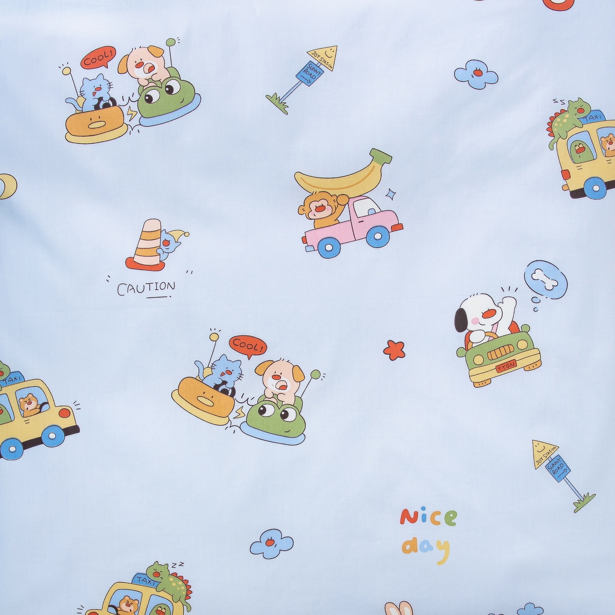 91家纺网 家纺一手货源 找家纺 乐秀 2026新款幼儿园双面四季款儿童床垫套+床垫芯 欢乐碰碰车