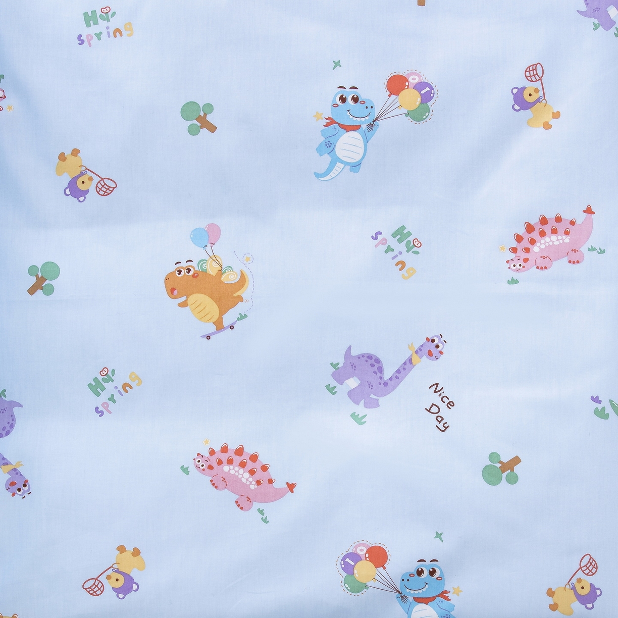 91家纺网 家纺一手货源 找家纺 乐秀 2026新款幼儿园双面四季款儿童床垫套+床垫芯 恐龙派对