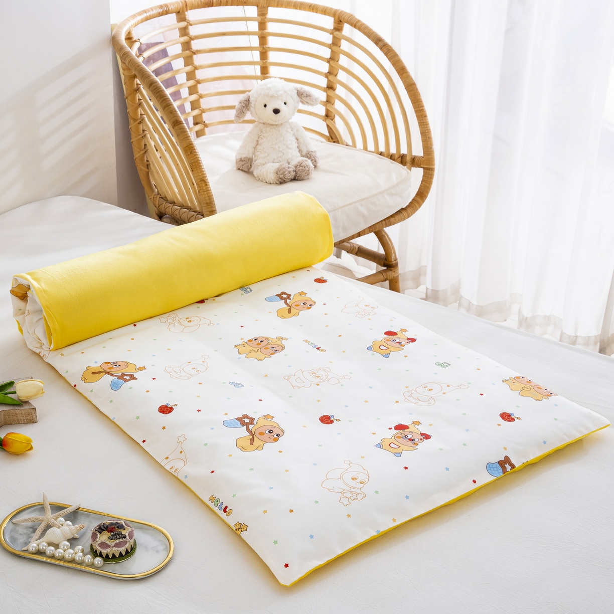 乐秀 2026新款幼儿园双面四季款儿童床垫套+床垫芯 星梦人