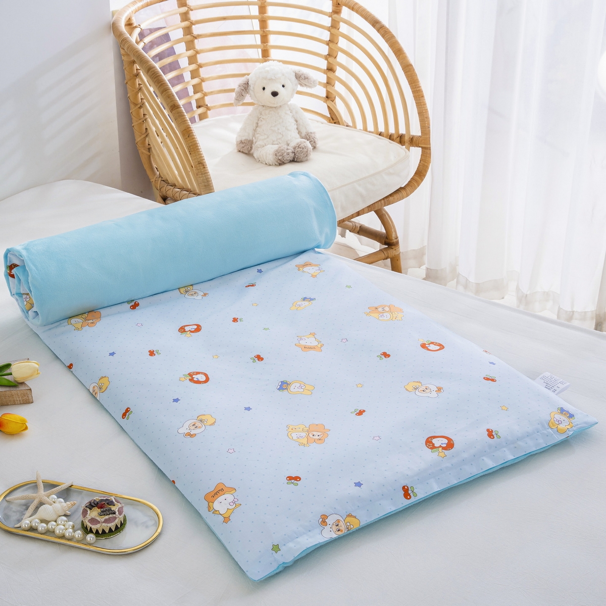 乐秀 2026新款幼儿园双面四季款儿童床垫套+床垫芯 星星小伙伴